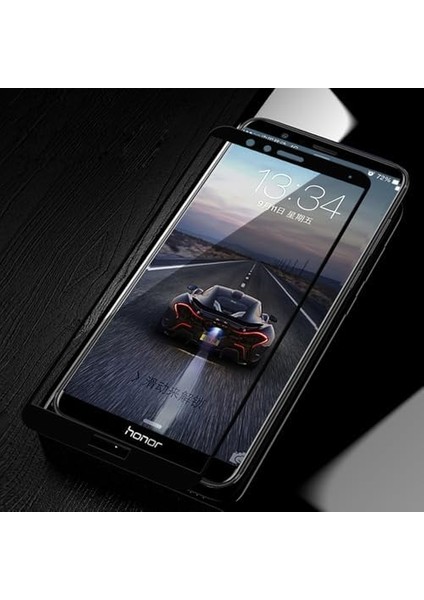 Huawei Honor 7x Uyumlu Full Kaplayan Temperli 5d Ekran Koruyucu Cam (Beyaz)