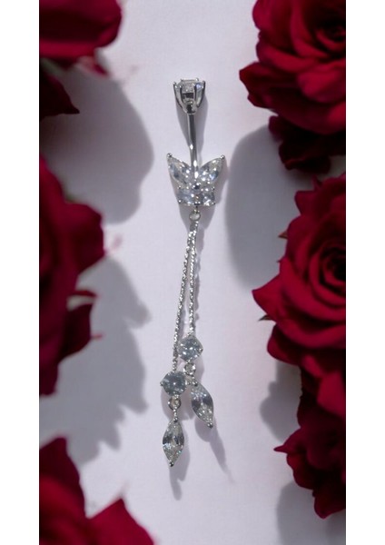 316L Cerrahi Çelik Fashion Paslanmaz Kararmaz Zirkon Taşlı Göbek Piercing fırsatları