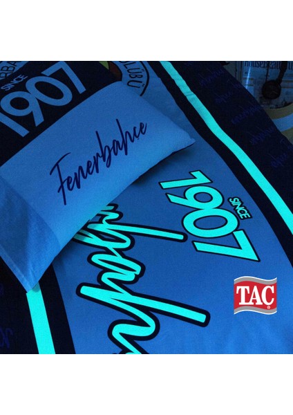Lisanslı Fenerbahçe 1907 Glow Tek Kişilik Pamuk Nevresim Takımı Yorgan Yastık