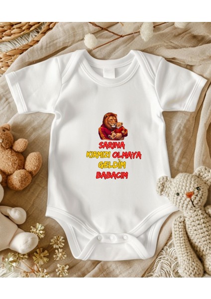 Galatasaray Taraftarı Baba Çocuk Özel Tasarım Hediyelik Zıbın