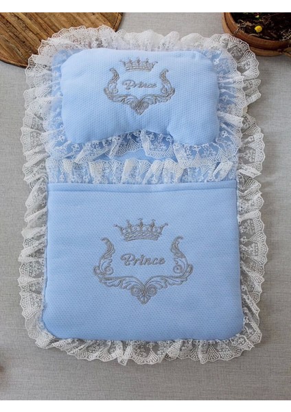 Yenidoğan Sahra Taç Nakışlı Trilüks 2li Alt Açma Seti Mavi fiyatları