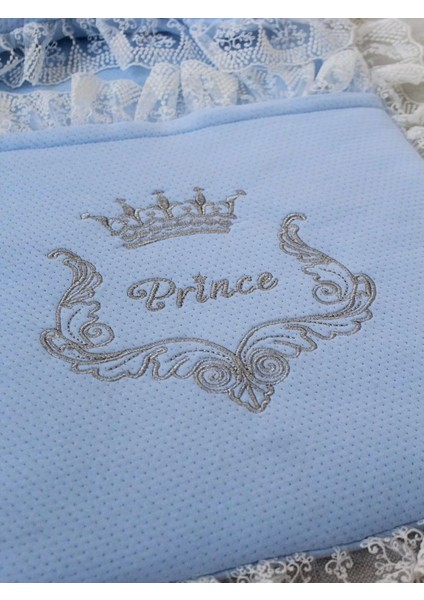 Yenidoğan Sahra Taç Nakışlı Trilüks 2li Alt Açma Seti Mavi modelleri