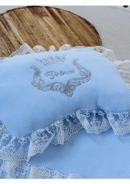 Yenidoğan Sahra Taç Nakışlı Trilüks 2li Alt Açma Seti Mavi fırsatları