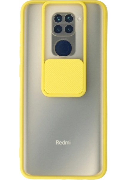 Xiaomi Redmi Note 9 Kılıf Palm Buzlu Kamera Sürgülü Silikon - Sarı Dpmah