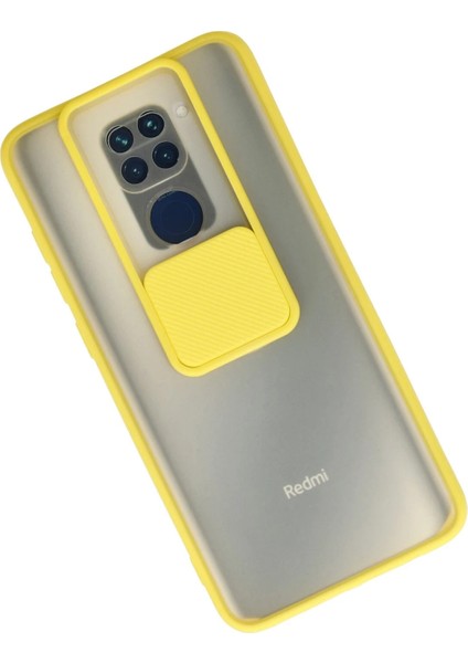 Xiaomi Redmi Note 9 Kılıf Palm Buzlu Kamera Sürgülü Silikon - Sarı Dpmah