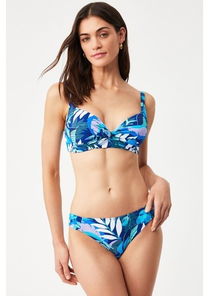 Çıkarılabilir Push Up Dolgulu Kaplı Telsiz Azula Mavi Desenli Bikini Takımı fiyatları