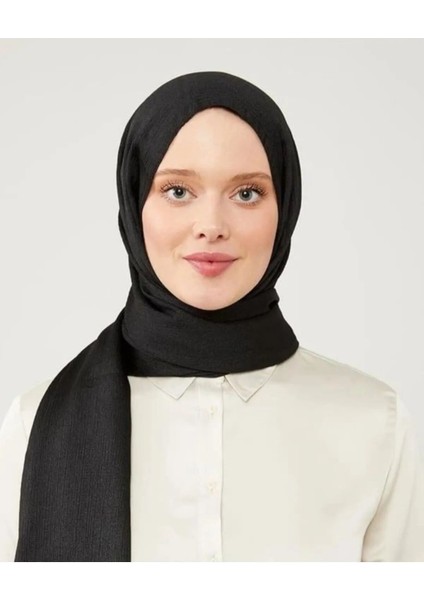 Tesettür Hijab Janjan Abiye Saten Dokulu Vual Ipek Şal Siyah fırsatları
