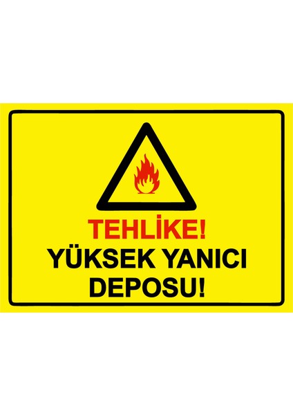 Tehlike! Yüksek Yanıcı Deposu! Uyarı Levhası Dekota 35X50 cm