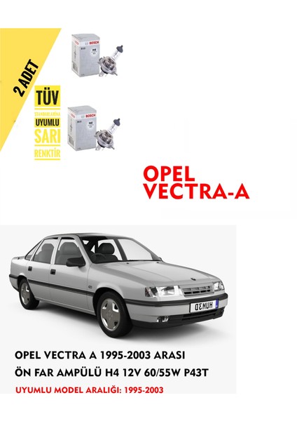 Opel Vectra A 1993-2003 Arası Ön Far Ampülü Sarı Renk(2 Adet)