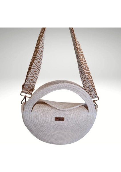 Yuvarlak Açık Krem El ve Omuz Çantası, Yazlık Çanta