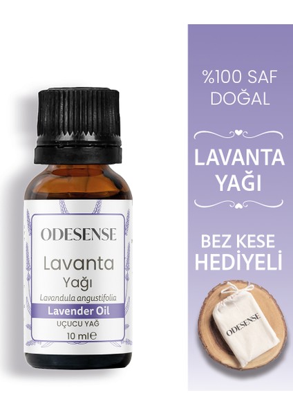 Tıbbi Lavanta Uçucu Yağı 10 ml %100 Doğal ve Saf Içerik Damlalıklı Kapaklı Şişe Kese Hediyeli