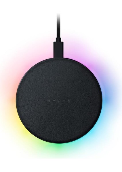 Charging Pad Chroma - Kablosuz Hızlı Şarj Cihazı (10W, Rgb Aydınlatmalı Kablosuz Şarj Istasyonu, Kauçuklaştırılmış Yumuşak Dokunuşlu Yüzey) Siyah