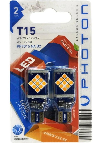 T15 W16W 12-24V Turuncu LED Ampul, Paket Içeriği: 2 Adet
