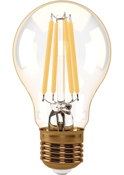 E27 LED Filament Lamba, Sıcak Sarı Işık (2000K), 7W, 630 Lümen