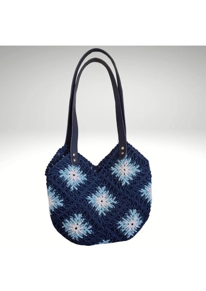 Hasır Lacivert Motifli Yazlık Kadın Omuz Çantası fiyatları