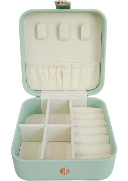 Çıtçıtlı Deri Mini Boy Takı, Seyahat ve Mücevher Çantası,kutusuvaçık Yeşil (10X10 Cm) fiyatları