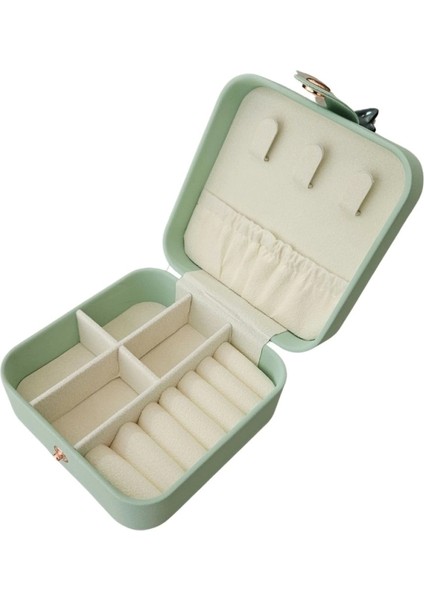 Çıtçıtlı Deri Mini Boy Takı, Seyahat ve Mücevher Çantası,kutusuvaçık Yeşil (10X10 Cm) modelleri