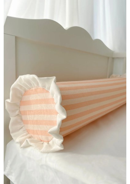 Somon Beyaz Fırfırlı Silindir Sosis Bumper Yastık