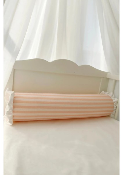 Somon Beyaz Fırfırlı Silindir Sosis Bumper Yastık modelleri