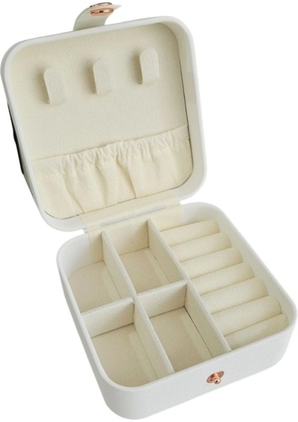 Çıtçıtlı Deri Mini Boy Takı, Seyahat ve Mücevher Çantası,kutusu Beyaz (10X10 Cm) fiyatları