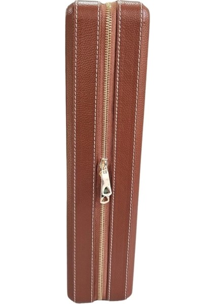 Deri Luxury 18 Li Saat Çantası,kutusu Fermuarlı Taba (31X38 Cm)