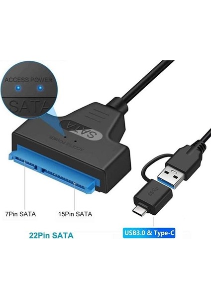 Harici Hard Disk Kablosu 2in1 USB 3.0 Type-C To 2.5 Inç Sata HDD SSD Çevirici Dönüştürücü fırsatları