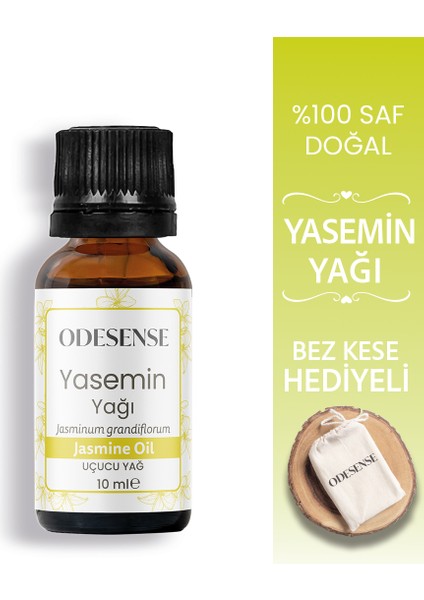 Yasemin Uçucu Yağı 10 ml %100 Doğal ve Saf Içerik Damlalıklı Kapaklı Şişe Bez Kese Hediyeli