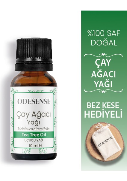 Çay Ağacı Uçucu Yağı 10 ml %100 Doğal ve Saf Içerik Damlalıklı Kapaklı Şişe Bez Kese Hediyeli