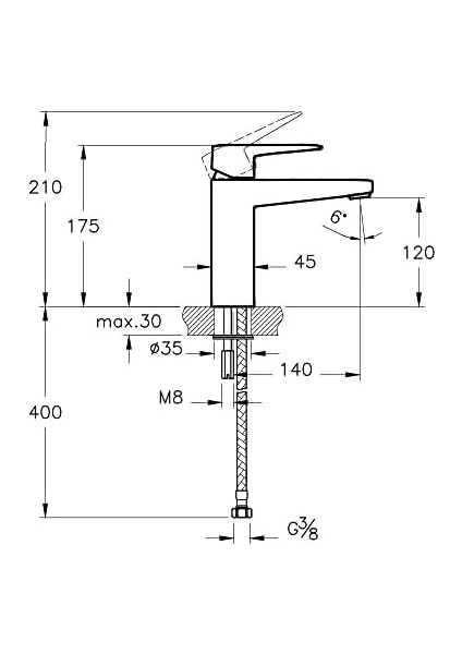 Root Square A42731 Yüksek Lavabo Bataryası, Krom