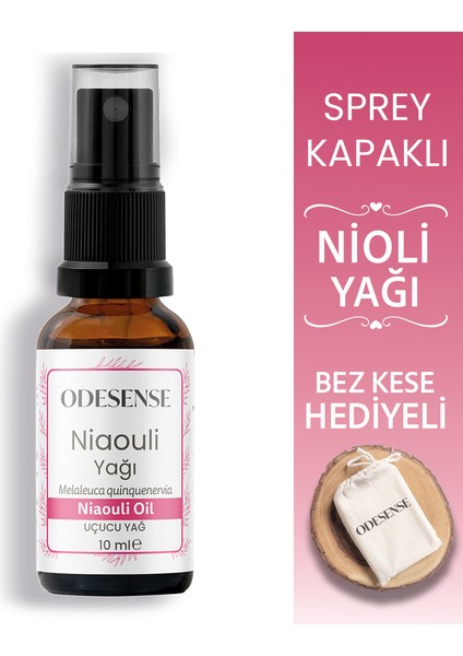 Niaouli Yağı (Nioli Yağı) 10 ml Sprey Kapaklı %100 Saf Doğal Uçucu Yağ Bez Kese Hediyeli