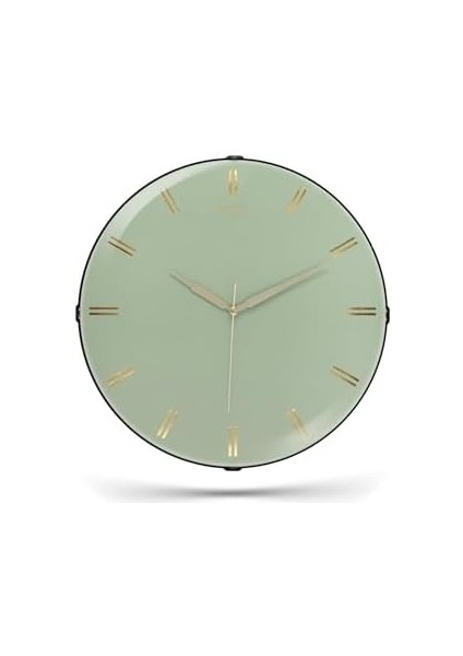 Exclucive Compass Serisi Bombeli Klasik Kadranlı Ev ve Ofis Duvar Saati 35 cm Mint Yeşili