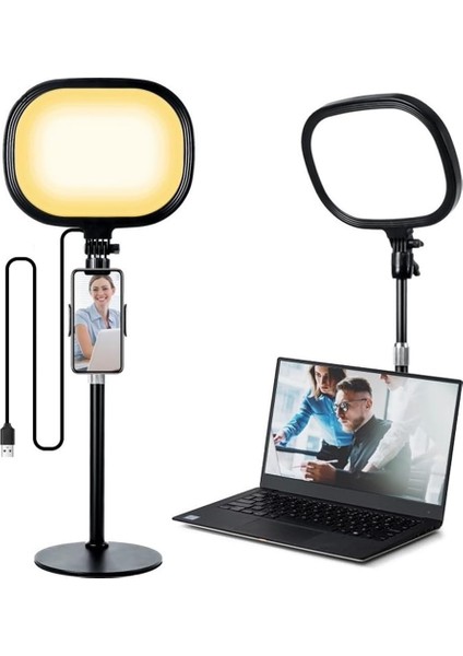 Beyaz Sarı LED Aydınlatma Video ve Fotoğraf Çekimi Için Sürekli Işık Youtuber Twich Yayın Işığı Ürün Göresel Fotoğraflama Tripodlu Aydınlatma 23CM SY-039 (SY-039)