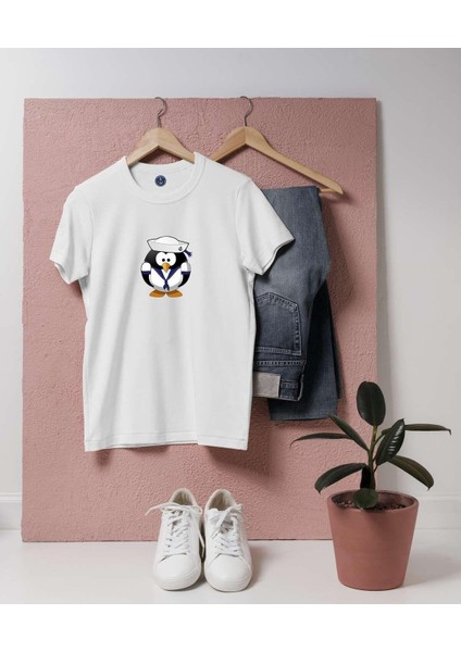 Oversize Denizci Penguen Tasarım Unisex T-Shirt