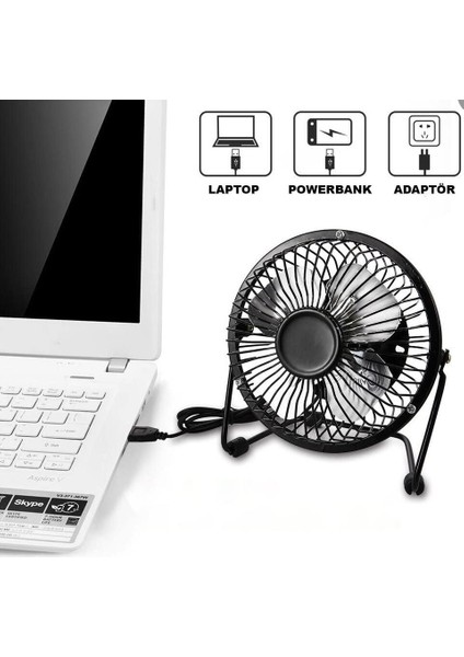 Masa Üstü USB Fan Soğutucu Vantilatör Klima USB Girişli Metal Serinletici Fan Mini Vantilatör Fan Klima Fan
