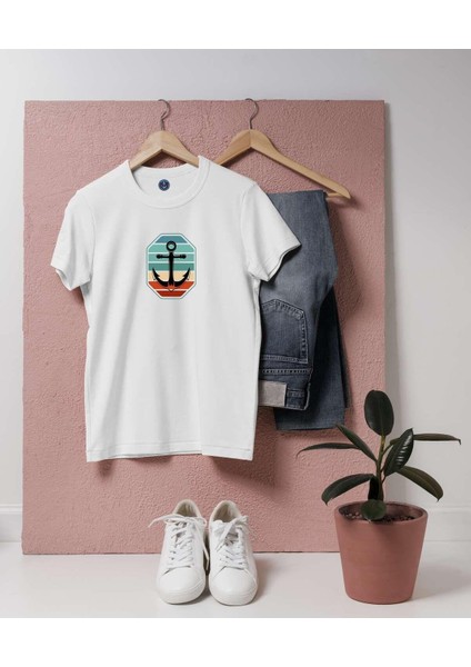 Oversize Renkli Çapa / Rainbow Anchor Tasarım Unisex. T-Shirt indirimleri