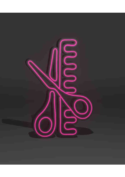 LED Işıklı Duvar Tablo Makas Tarak Berber Kuaför fiyatları