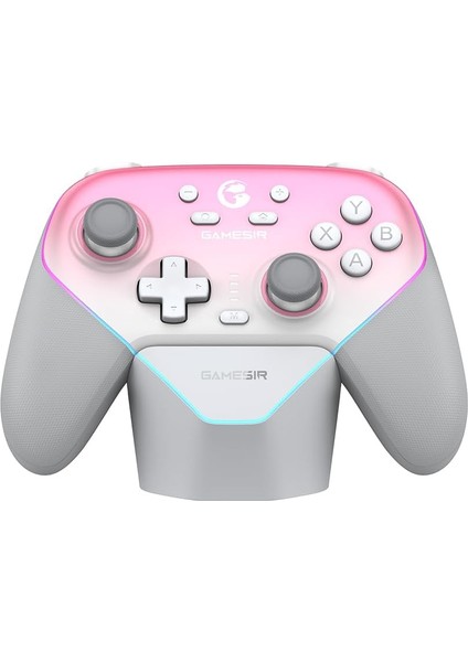 Super Nova Wireless Gaming Controller For Pc/switch/ios/android, Hall Effect Stick & Trigger, Rubberized Grips, Rgb Lighting, Swappable Abxy, Detachable Faceplate, 1000MAH With Charging Dock