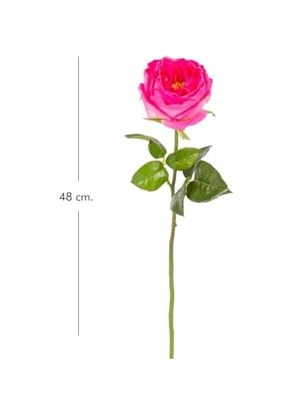 Yapay Çiçek Islak Dokulu Gül Fuşya 48 Cm.