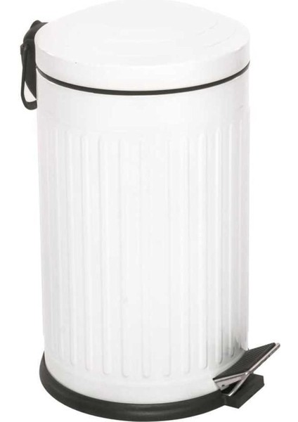 5-12- 16 Lt Vintage Serisi Amortisör Kapaklı Çöp Kovası (Banyo - Mutfak - Tuvalet - Balkon) (Beyaz, 16 Litre)