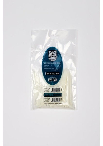 2,5X100 Beyaz Kablo Bağı & Plastik Kelepçe & Cırt Kelepçe 100 Adet (Paket)
