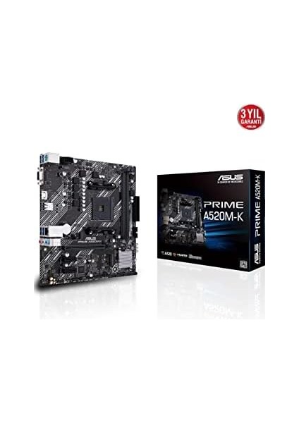 Prıme A520M-K Amd A520 Am4 Ddr4 4400 HDMI VGA M2 Usb3.2 Matx Anakart