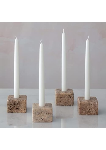 Trrten Mermer Şamdan Mumluk 4lü Set Silver