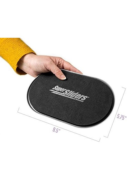 Sliders 5 3/4" x 9 1/2" Halı Için Oval Yeniden Kullanılabilir Mobilya Kaydırıcıları - Zahmetsiz Hareket ve Yüzey Koruması, Siyah (4'lü Paket)
