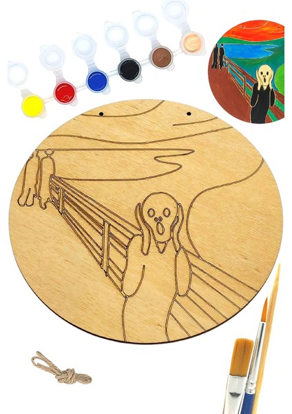 Inside Çığlık Tablosu Ahşap Boyama Seti Hediye Hobi Kiti 20 cm