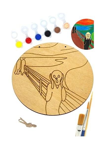 Inside Çığlık Tablosu Ahşap Boyama Seti Hediye Hobi Kiti 20 cm