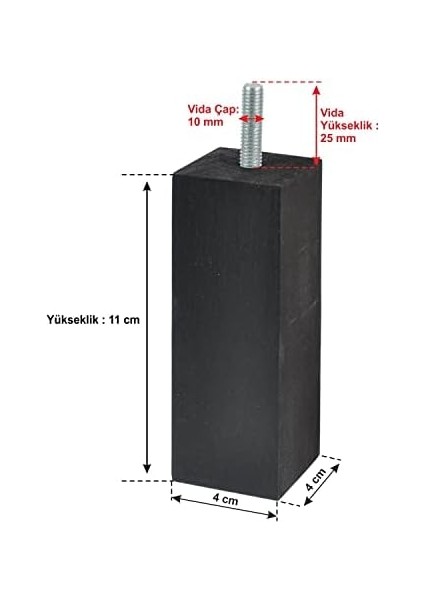 Ahşap Mobilya Baza Koltuk Kanepe Ayağı Vida Çapı 10 mm