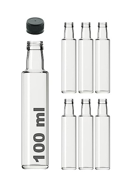 Dorika Şeffaf 100 ml Sızdırmaz Kapaklı Boş Cam Şişe 6 Adet