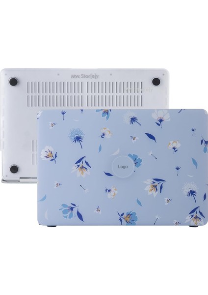 Macbook Pro Kılıf 16 Inç FLOWER04 (Touchbarlı 2019 Yılı Üretimi) A2141 ile Uyumlu Açık Mavi