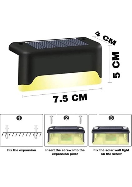 Adet LED Solar Güneş Enerjili Lamba, Merdiven, Veranda, Bahçe, Balkon Dekorasyon ve Çit Işık, Köşebent Lamba, Su Geçirmez, Gün Işığı, Peyzaj Lambası, Panel Aydınlatma