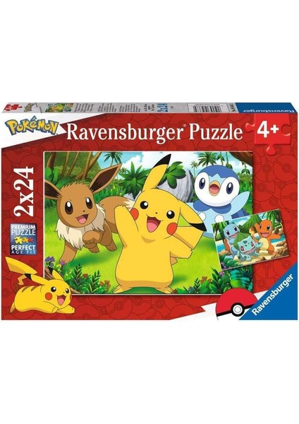 Çocuk Yapbozu 05668 - Pikachu ve Arkadaşları - 2 x 24 Parça Pokemon Yapboz, 4 Yaşından Büyük Çocuklar Için, Pokemon Hediyeleri
